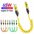 65W Quick Charger Spring USB Cable 4 in 1 Spring Data Cable 
