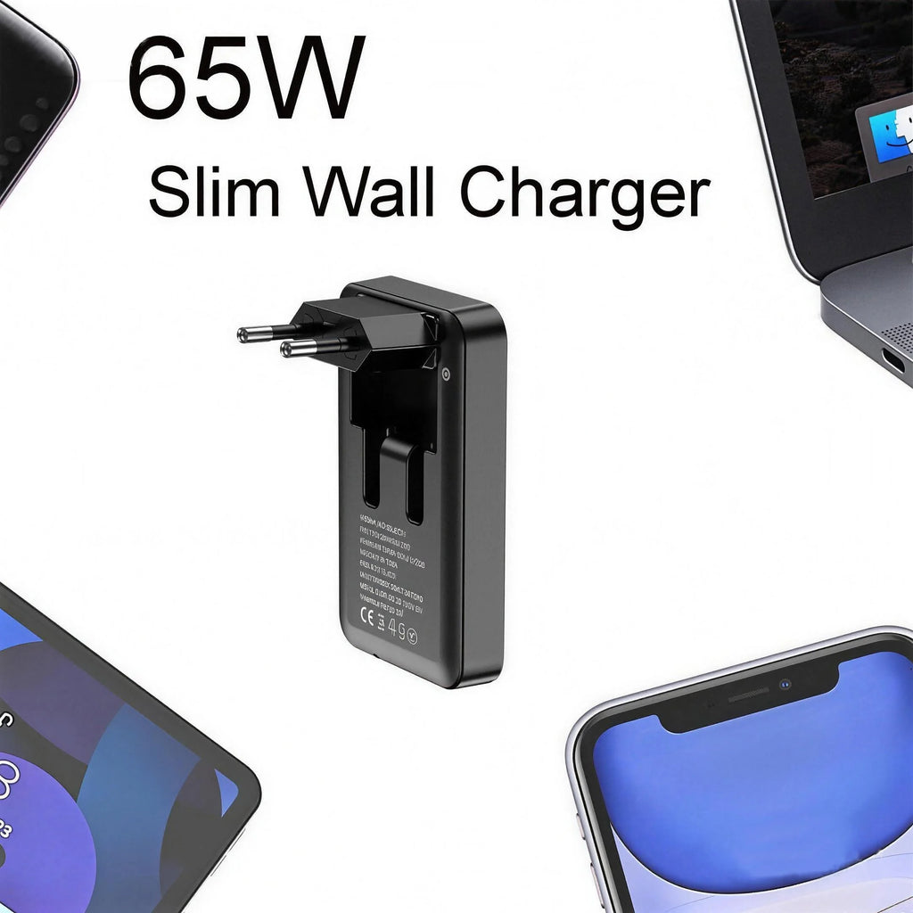 New 65W Power Adapter Foldable Slim 65W Charger Multi-Port C