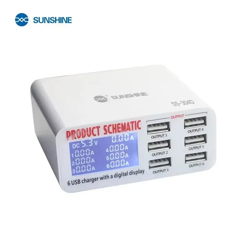 RELIFE RL-309AW Dual QC3.0 USB Charger with LCD Display 8 Ports For Mobile Phones Tablets Laptops Smart Fast Charging Tools