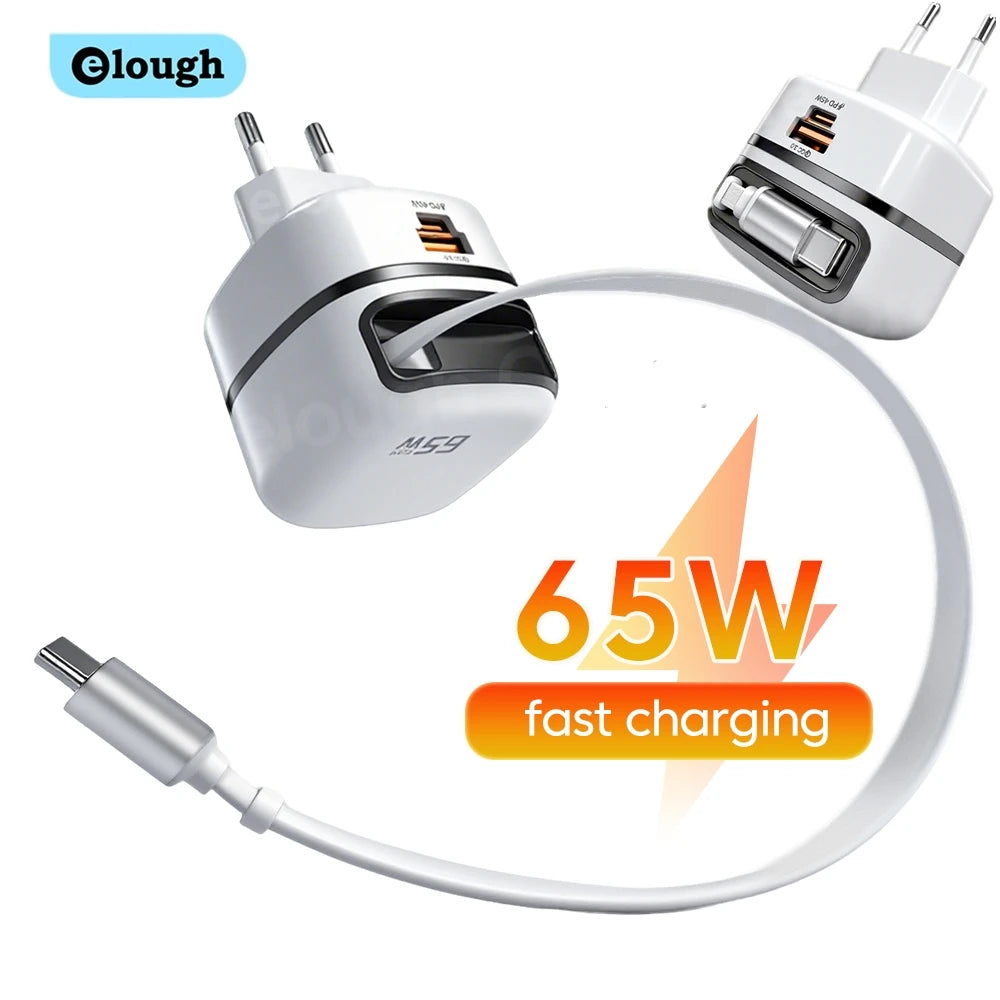 Elough 65W USB Type C Phone Charger Universal Travel Adapter