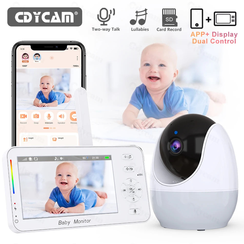 1080P HD WiFi Baby Monitor Phone APP Remote View 4.3 Nanny N