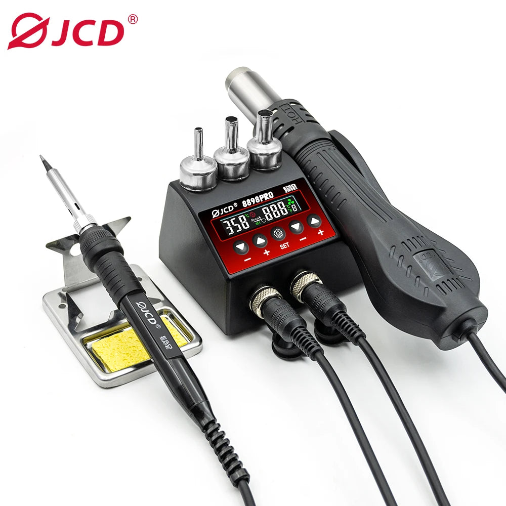 JCD 2 in 1 750W Soldering Station LCD Digital Display Welding Rework Station for Cell-phone BGA SMD IC Repair Solder Tools 8898
