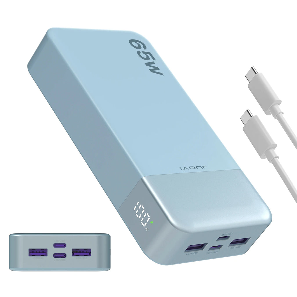 JUOVI Power Bank 65W 20000mAh Laptop Portable Charger PD QC Fast Charging External Battery Pack for MacBook iPad Tablet iPhone