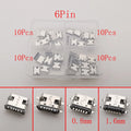 1Box Type-C USB Charging Dock Connectors 6 Pin 16 Pin USB-C Female Jack SMD DIP PCB Soldering DIY Repair Type C Socket Adapter