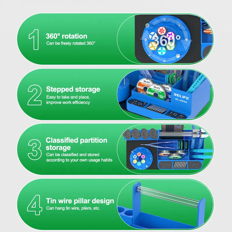 RELIFE RL-001H 360 Rotating Intelligent Repair Storage Rack 