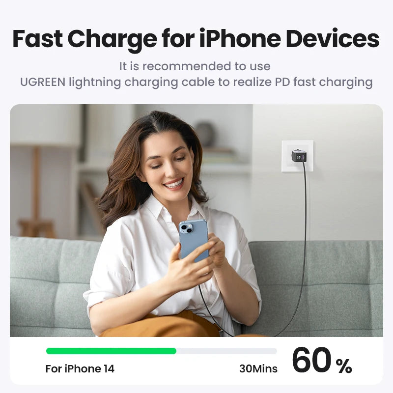 UGREEN 65W GaN Charger Quick Charge 4.0 3.0 Type C PD Fast P