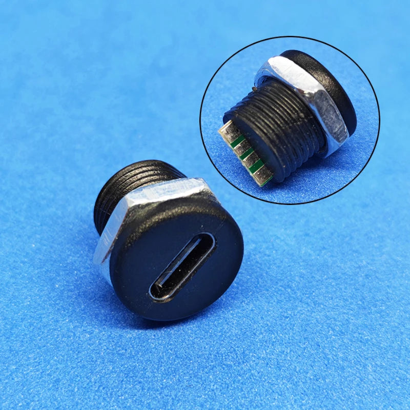 1/2/5PCS Type-C 6Pin Panel Mount Female Socket Waterproof US