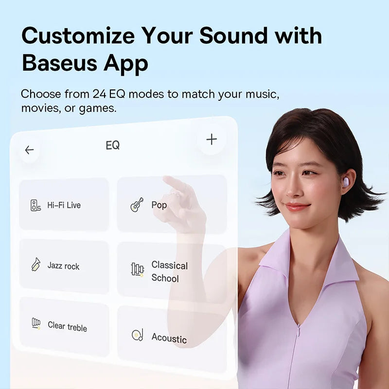 Baseus Bass WM02s Wireless Eabuds Bluetooth 6.0 TWS Eaephone