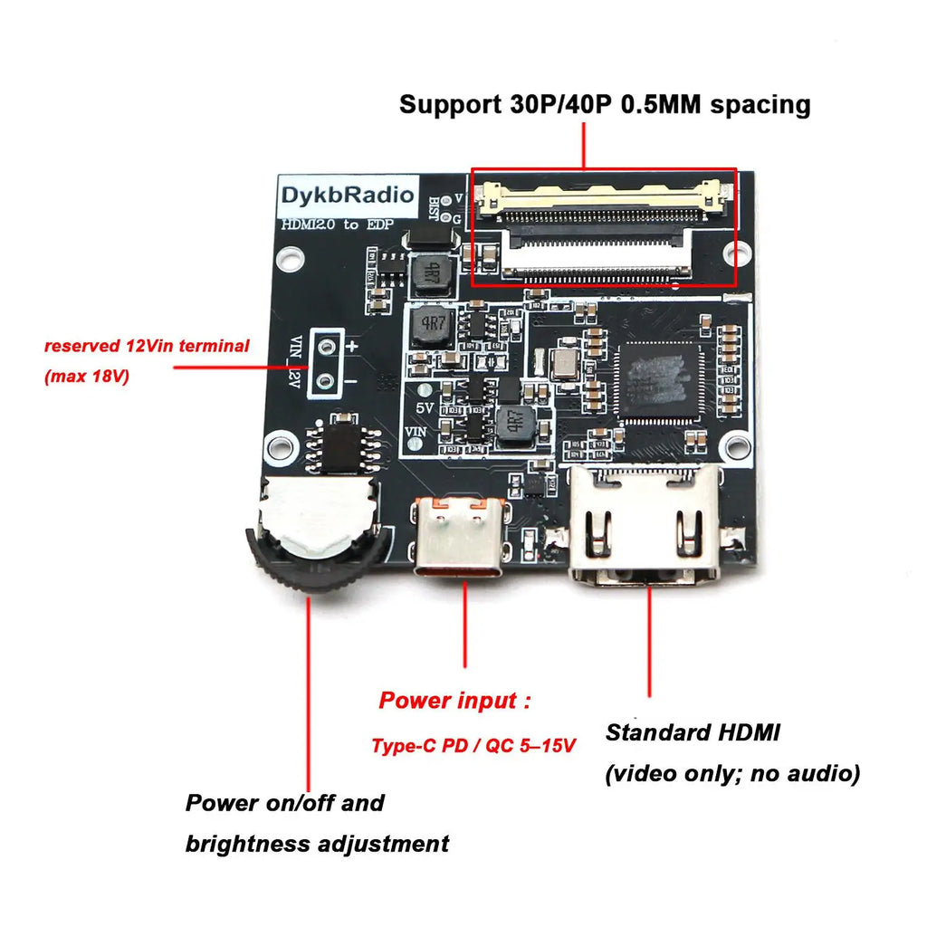 HDMI to EDP Converter Board 30Pin 40Pin 60Hz LCD Controller 