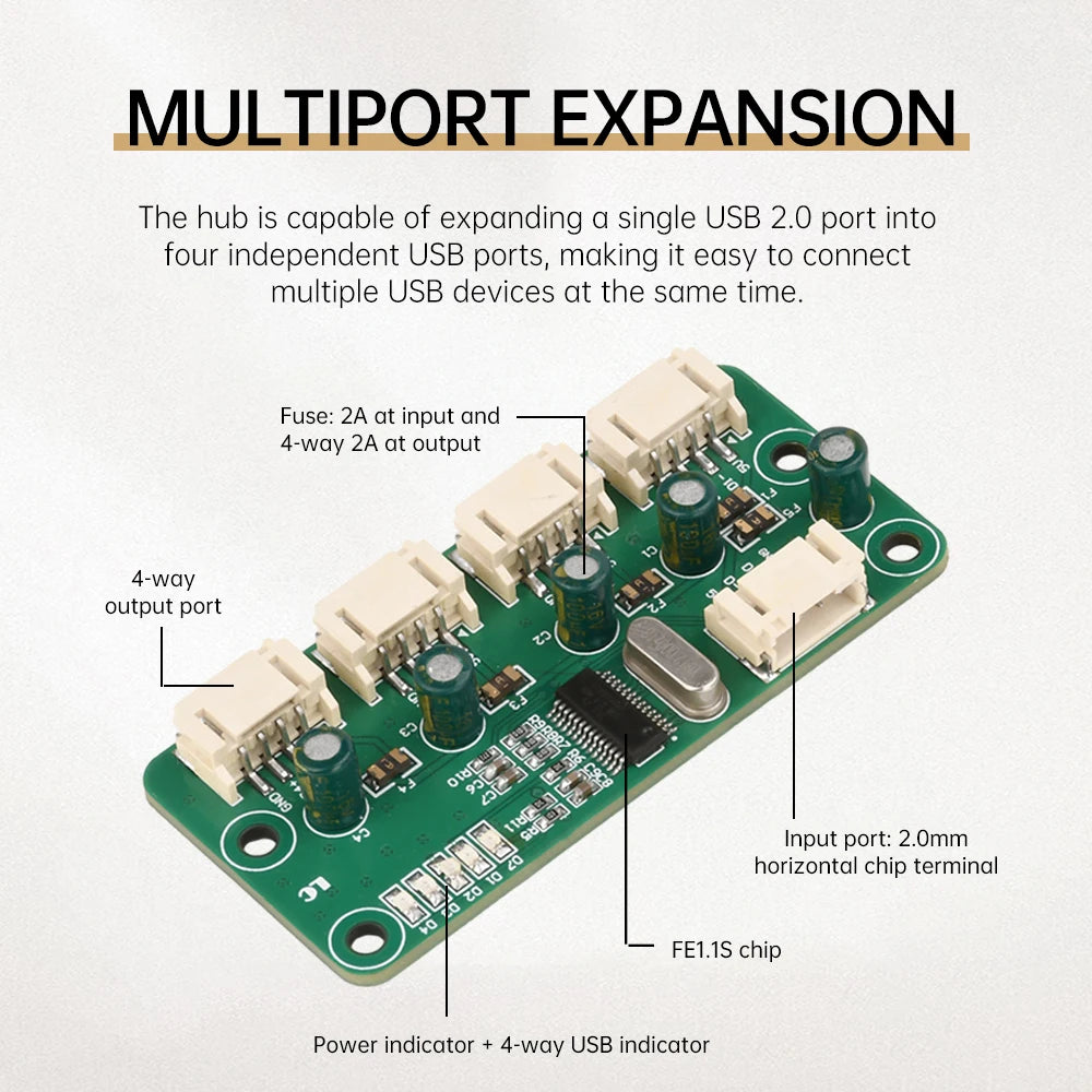 1-to-4-Port HUB Module USB 2.0 Free Drive USB Splitter Elect