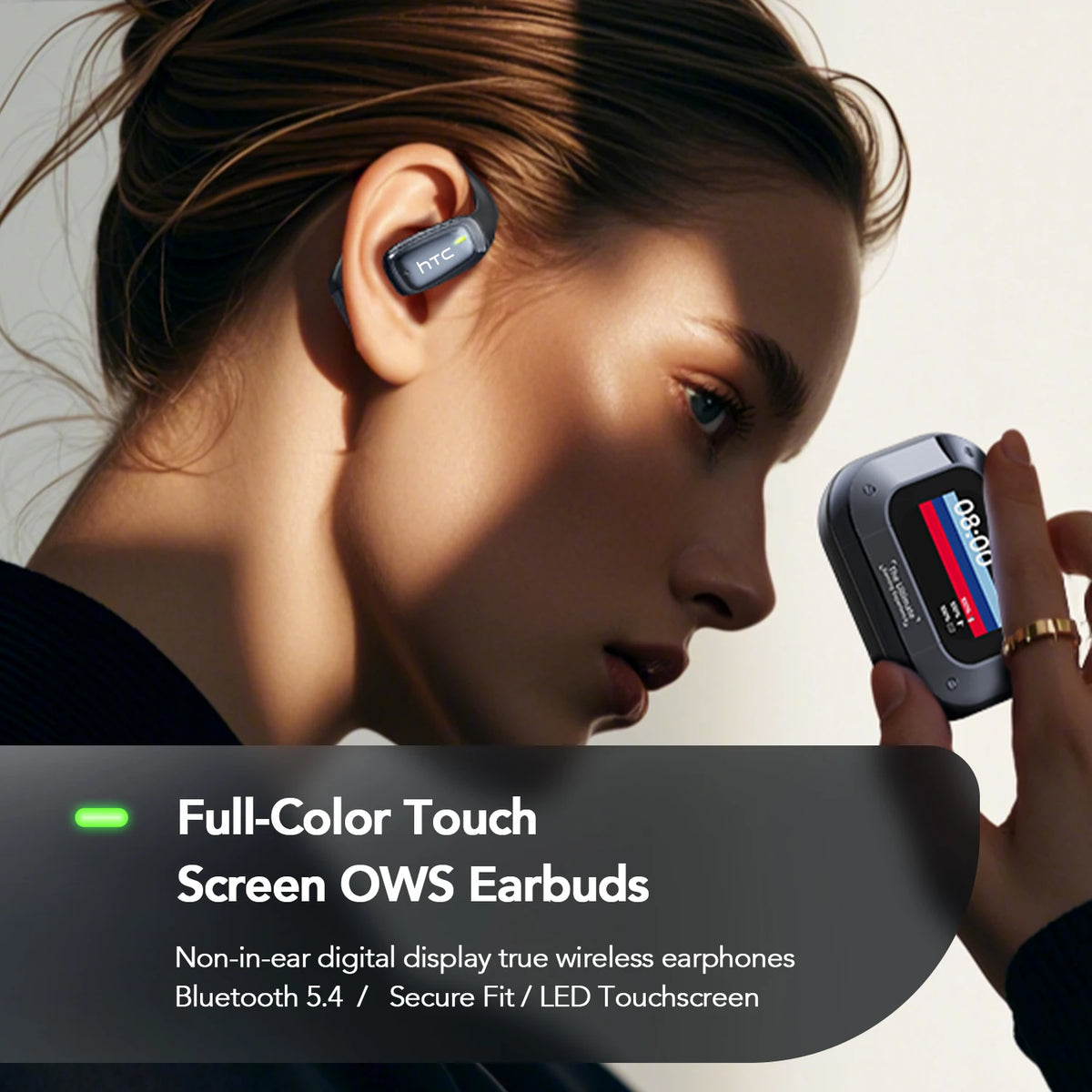 HTC NE25 OWS Earbuds AI Translator LCD Touch Screen Bluetoot