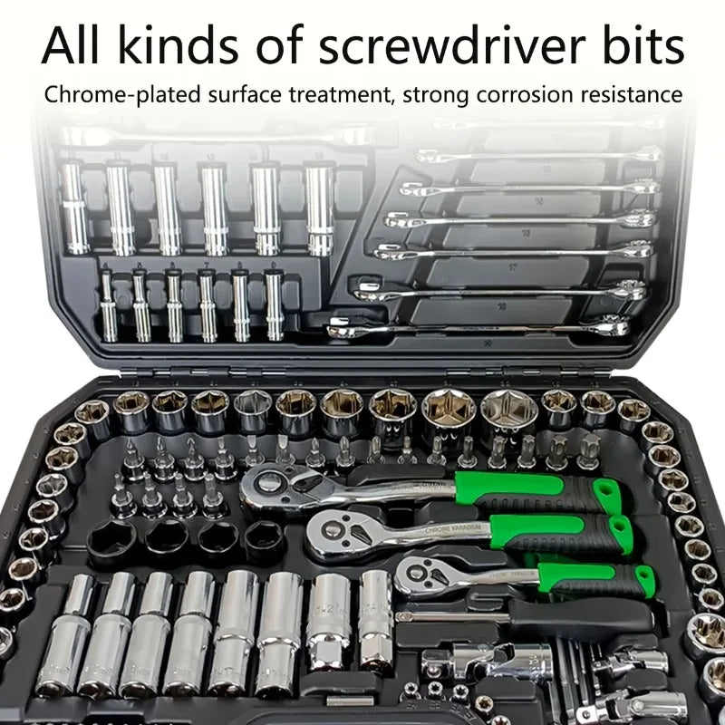 150/46Pcs Premium Heavy Duty CR-V Socket Wrench Ratchet Set 