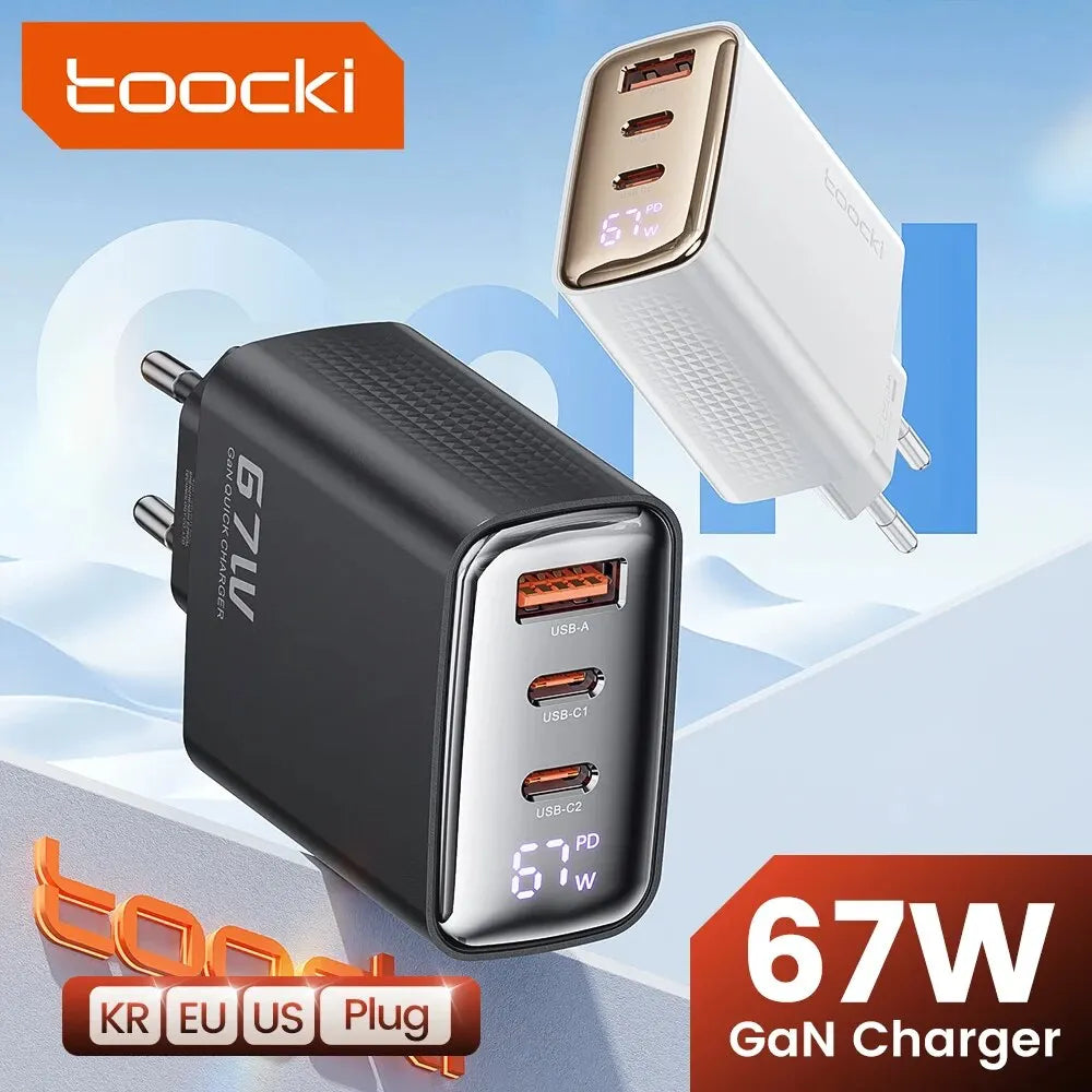 Toocki 67W GaN USB Type C Charger Digital Display 65W 45W PP