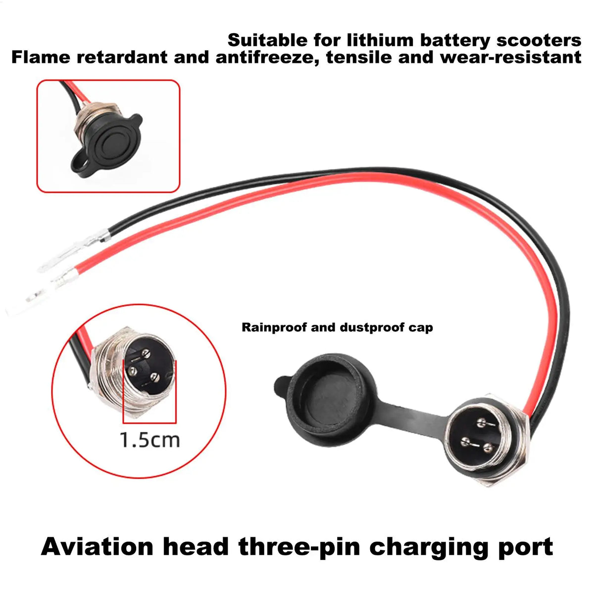 220V/10A Balancing Scooter Hoverboard 3 Pin Aviation Head Ch