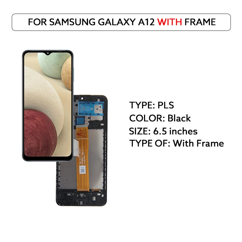 6.5 LCD Display For Samsung Galaxy A12 A125 A12 Nacho A127 M12 M127 LCD Touch Screen Digitizer Assembly Panel LCD Repair Parts