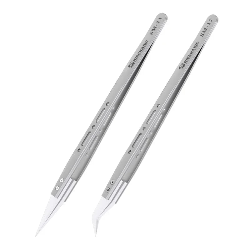 Mechanic S-grade Ceramic Tweezers Non-magnetic Precision Insulation Straight/Curved Tip for Phone Electronic Flying Wires Repair