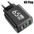65W GaN USB Charger Type C PD 3 Ports Fast Charging Cellphone Adapter Quick Charge 3.0 For iPhone 16 15 Xiaomi 15 Samsung Huawei