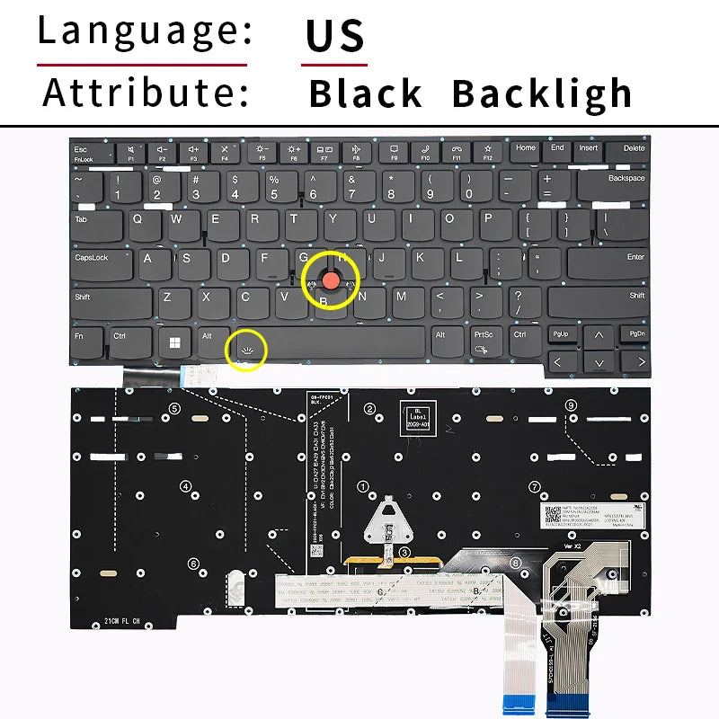 Replacement US/English Backlit Laptop Keyboard For Lenovo Thinkpad T14 T14S Gen1 Gen2 Gen3 Gen4 Gen5 Gen6 Layout