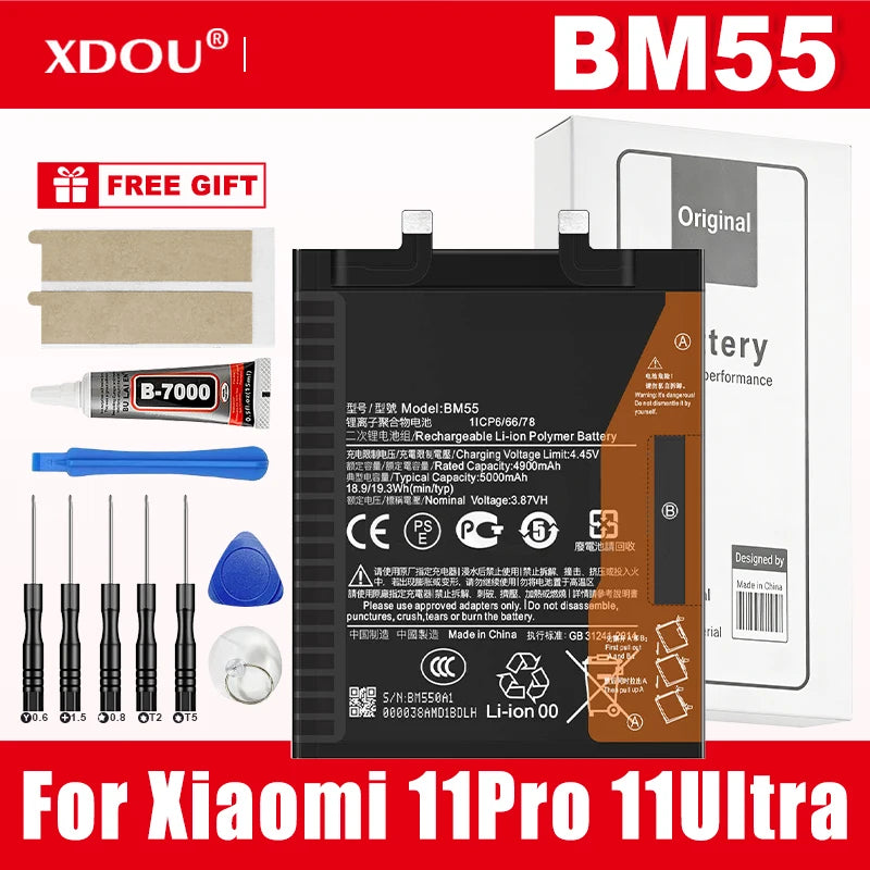 Phone Replacement Batteries BM55 5000mAh For Xiaomi Mi 11 pr