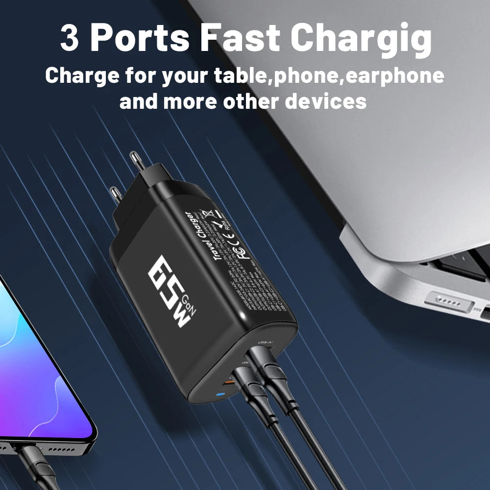 85W GaN USB Type C Charger QC3.0 Quick Charge PPS PD 65W 30W