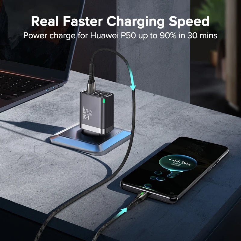 QOOVI 65W GaN Charger USB Type C Fast Charging Quick Charge 