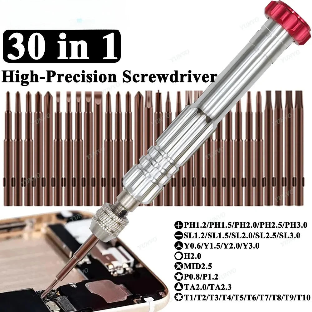 30 in 1 Magnetic Precision Screwdriver Set S2 Steel Bits Pho