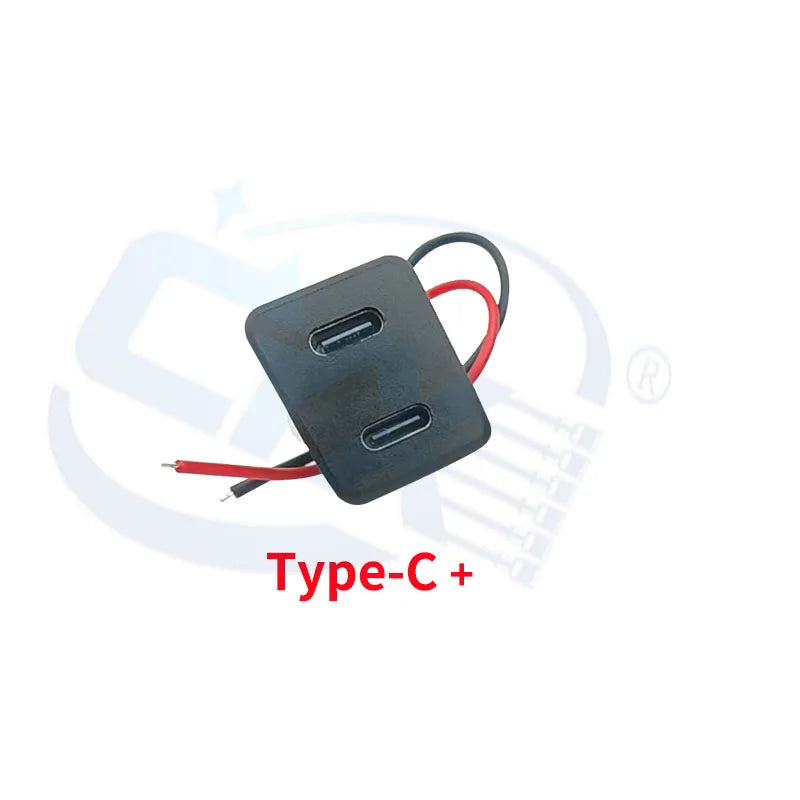 USB 2.0 Connector Female Socket Dual Layer Type C and USB Power Socket Interface with Cable Charging Car Soldering Plug
