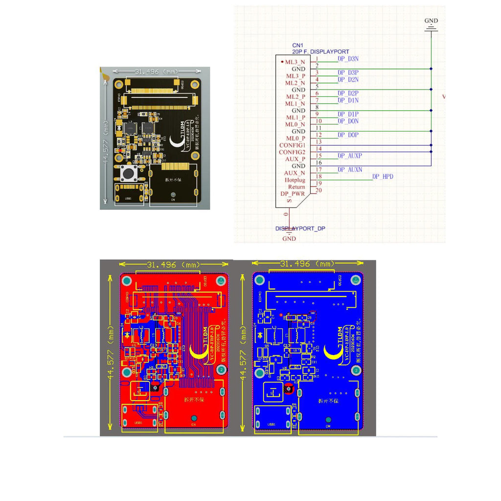 30P 40P DP To EDP Driver Board EDP Signal Adapter Board EDP 