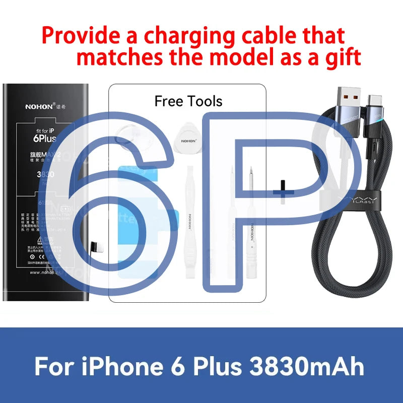 NOHON phone Battery For Apple iPhone 6 7 8 X XR XS 11 12 13 Mini Max Pro Promax High Capacity Replacement Bateria Warranty