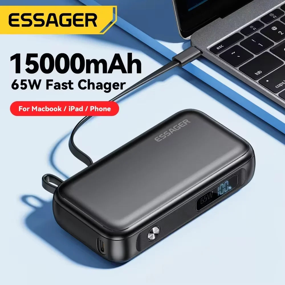 Essager Power Bank Portable 15000mAh in With USB C Cable Ext