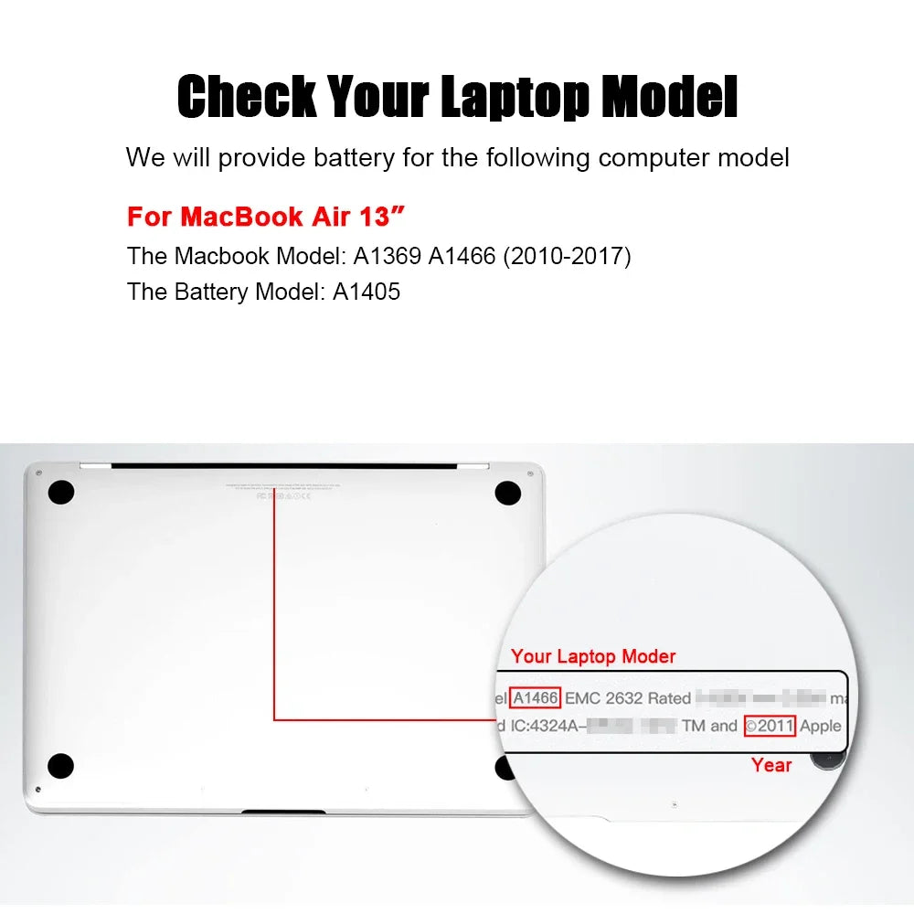 SKOWER 7.2V 55Wh A1405 Laptop Battery For Apple Macbook Air 