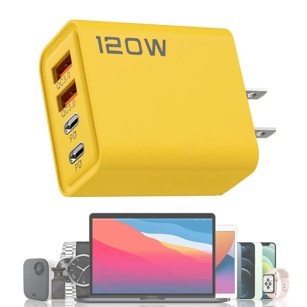USB Fast Charging Block 120W USB Charger Plug Cube Fast DualType C Wall Charger Phone USB Adapter Portable Charger for Home