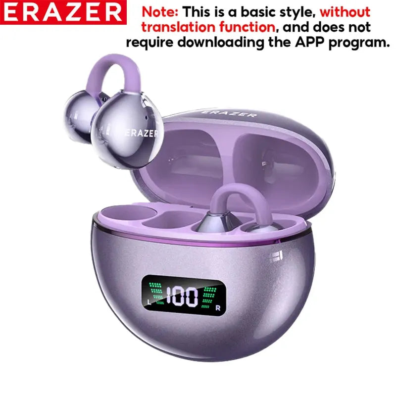 ERAZER XF55 OWS Ear Clip Bluetooth Earbuds AI Translator Open Ear Headphones ENC Noise Cancelling HD Stereo IPX5 Longlife