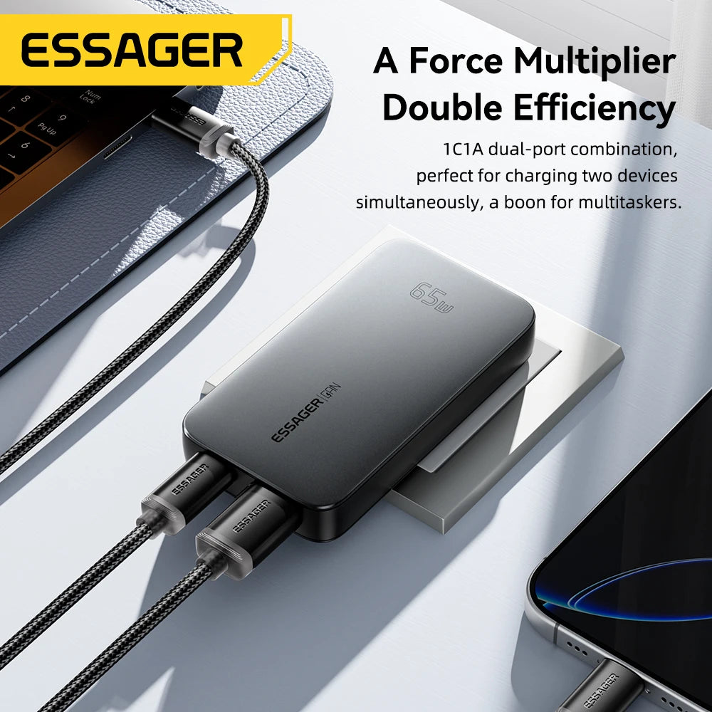Essager Ultra Thin 65W GaN Travel Charger Quick Charge 4.0 P
