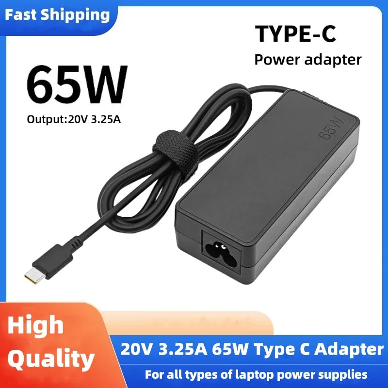65W 20V 3.25A USB Type-C Laptop Power Adapter AC Charger For