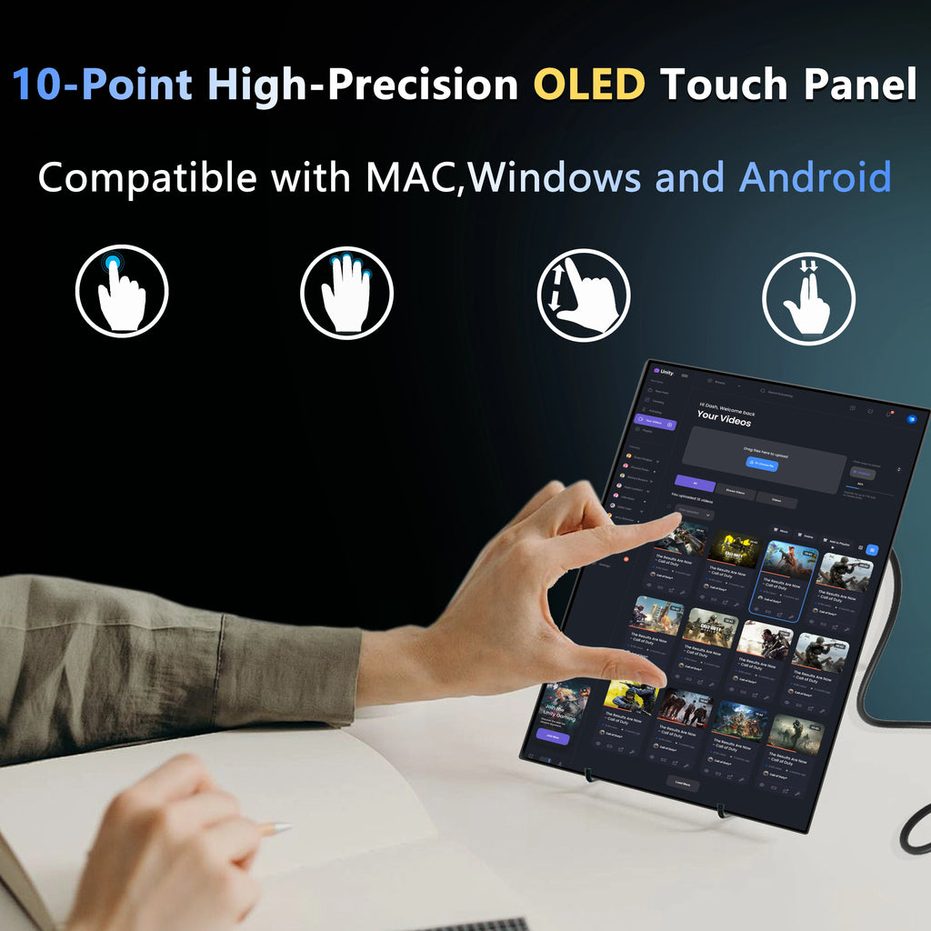 13.3 Inch Portable Monitor OLED FHD 1080P USB-C HDMI Touch S