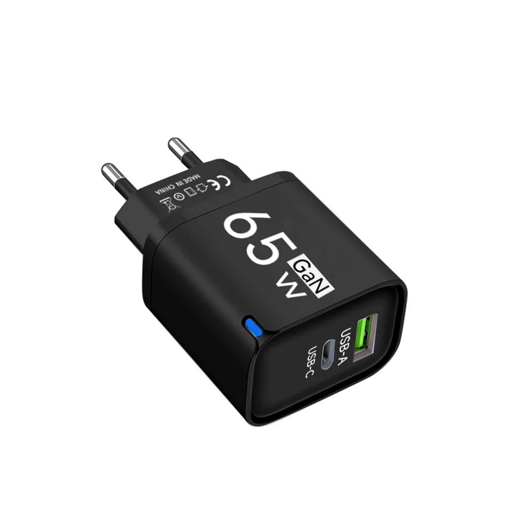 PD 65W GaN USB Type C Fast Charge Mobile Phone Charger For iPhone Xiaomi Huawei Samsung Oneplus High Speed Charging Wall Adapter