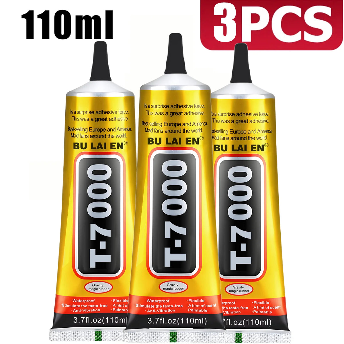 Black Glue T-7000 Semi-Fluid Black Adhesive Glue for Precision Repairs of Craft Items Electronics Phone Screen Replacements DIY Jewelry Making Glass Wood Metal and Stones.