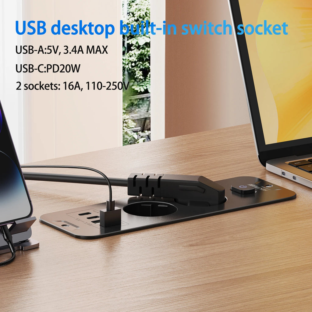 EU Plug Desktop Built-in Power Board 2/3 AC Power Socket 2 U