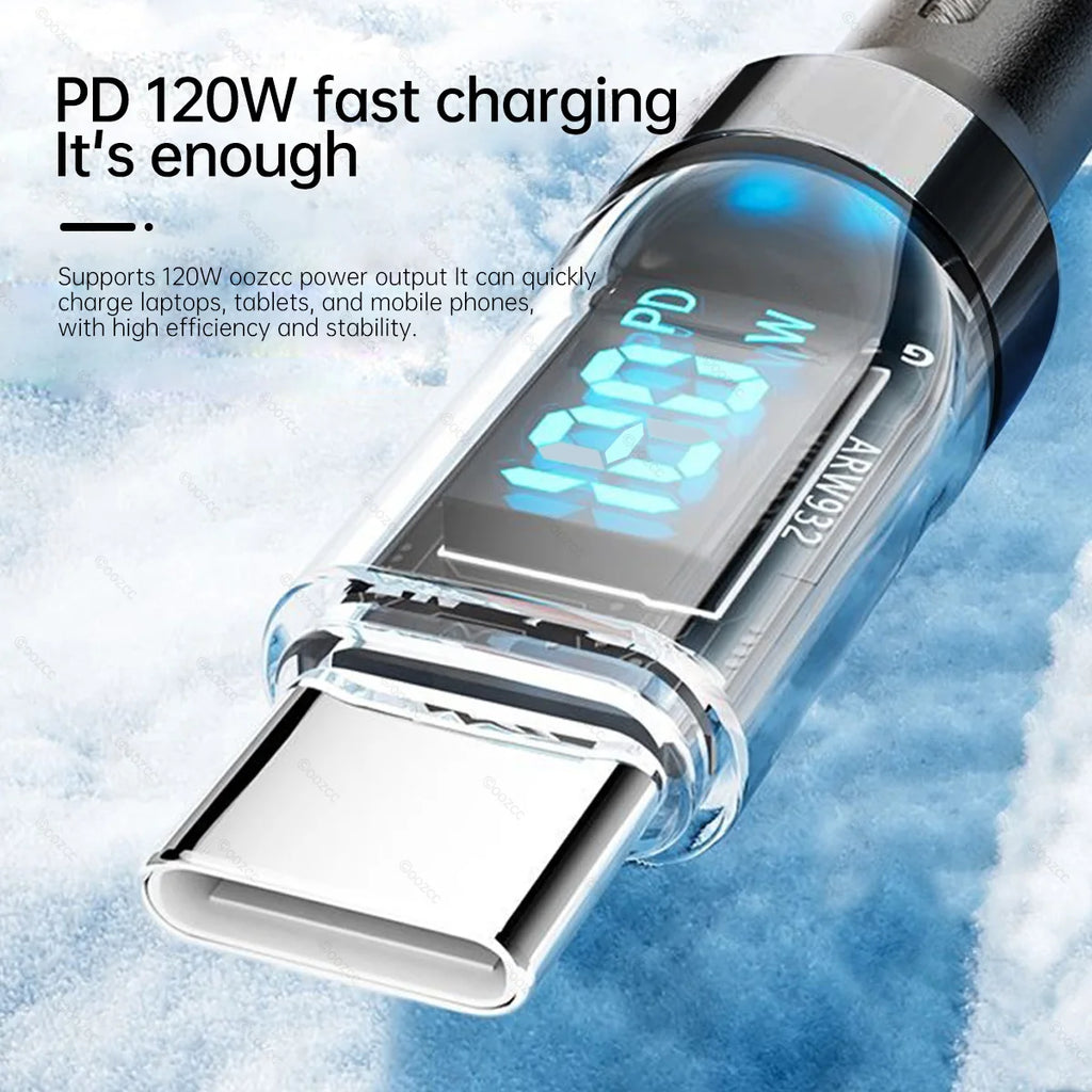 240W 120W LCD Power Display USB A to Lightning Cable Fast Ch