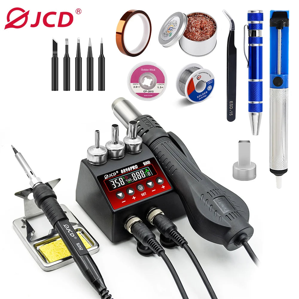 JCD 750W Soldering Station 8898Pro LCD HD Digital Display 2 in 1 Rework Welding Station For Phone BGA SMD PCB IC Repair Tools