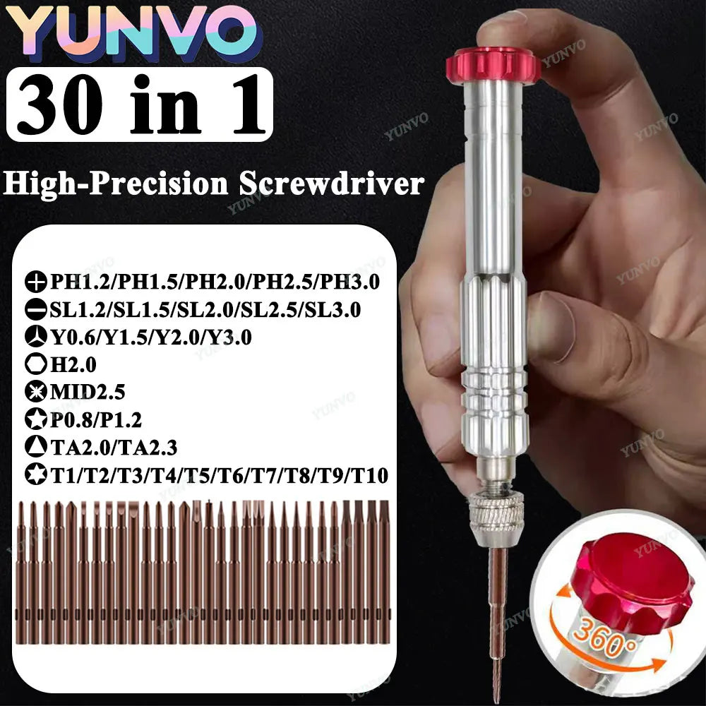30 in 1 Magnetic Precision Screwdriver Set S2 Steel Bits Pho