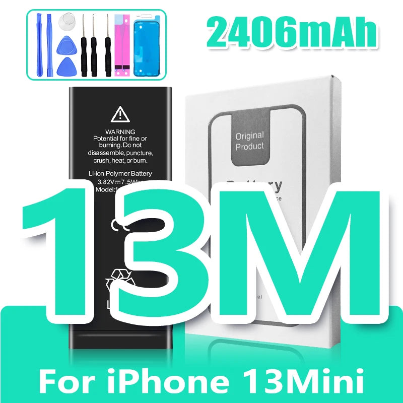 0 Cycle Replacement Battery for iPhone 11 12 13 14 Pro Max Mini High Capacity Phone for Apple iPhone with Free Repair Tools Set