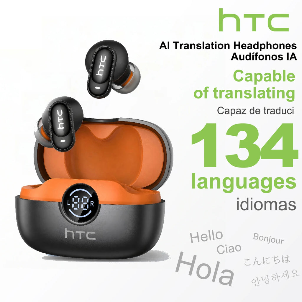 HTC NE79 TWS Wireless Bluetooth Earphones AI Translator Earbuds Noise Cancellation Long Battery Life Premium Audio Headphones
