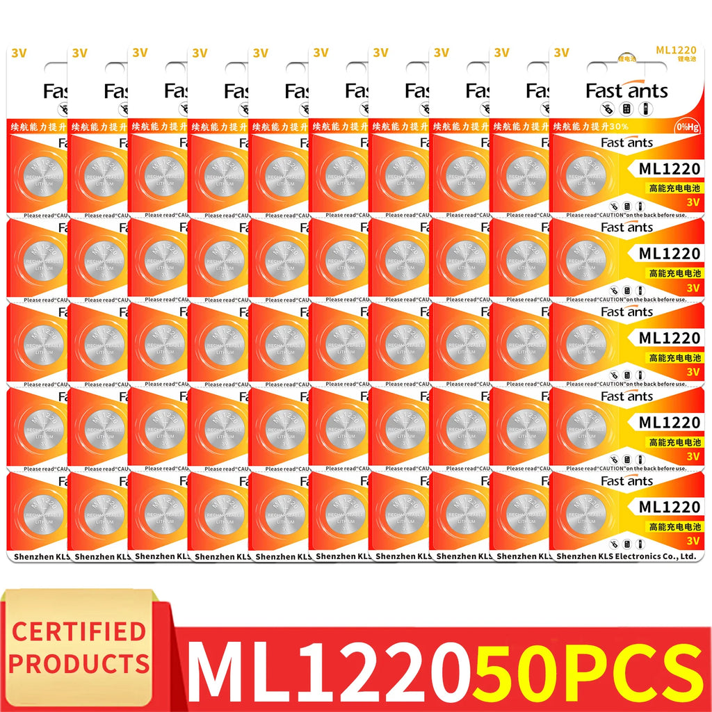 ML1220 3V Rechargeable Lithium Button Cell Battery CMOS RTC Memory Backup Battery For Laptop Motherboard Replacement CR1220