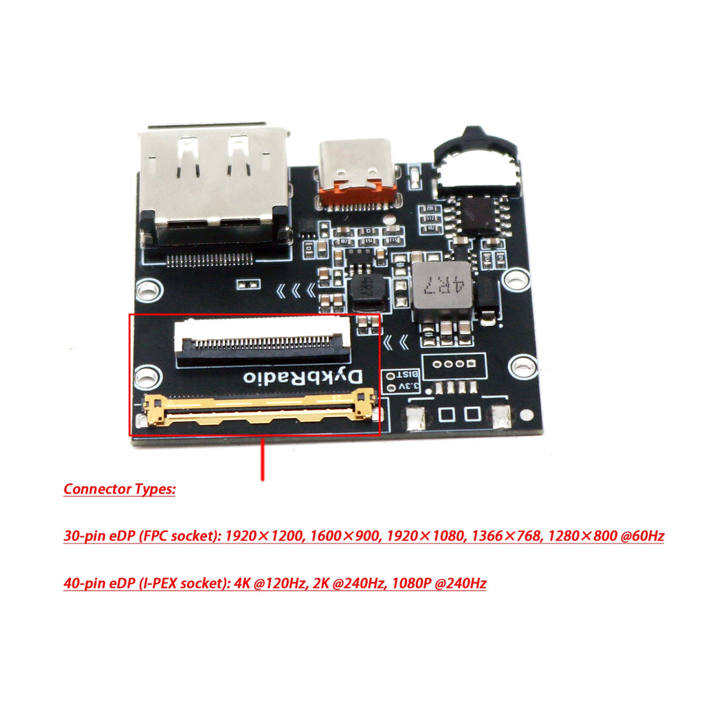 2K 4K 30pin 40pin EDP Driver Board 2K 4K Video DP TO EDP Sig
