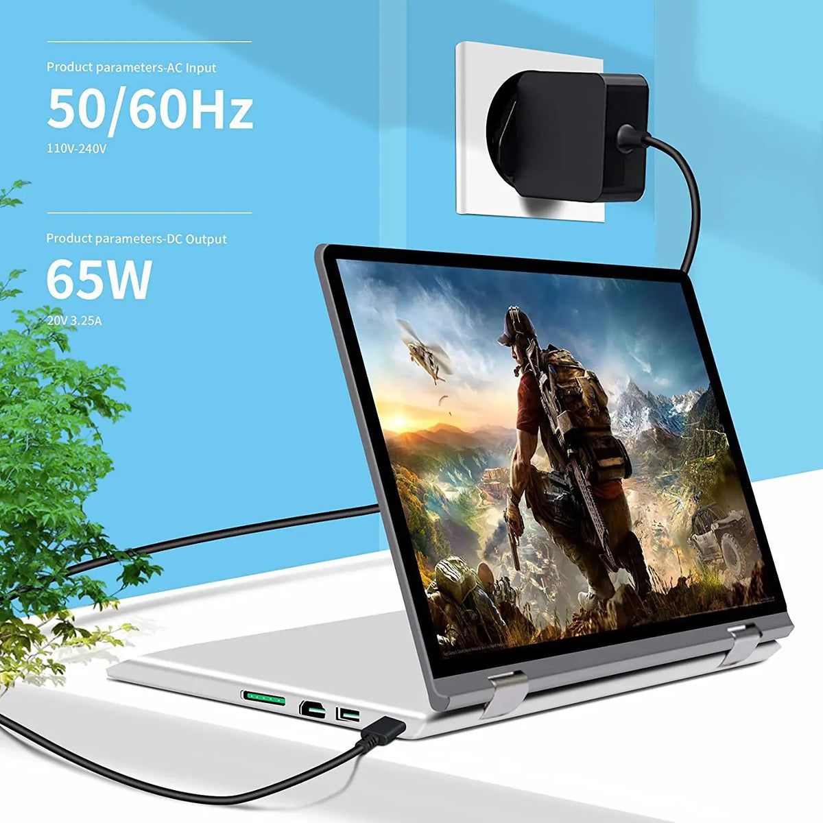 65W 20V 3.25A Type-C 45W USB C Phone PD Laptop Plug Charger 