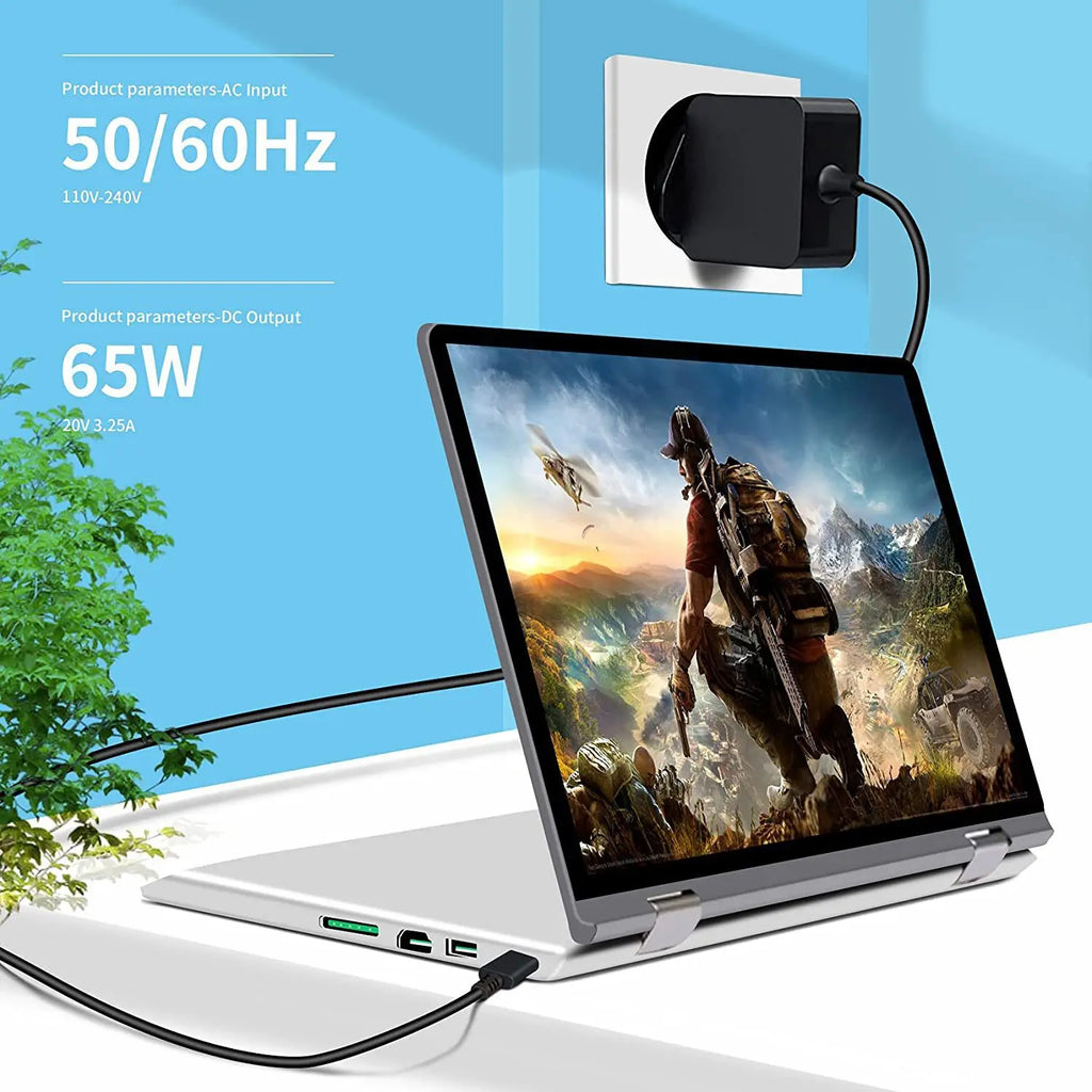 Charger Power Adapter Plug 65W 20V 3.25A Type-C 45W USB C Ph