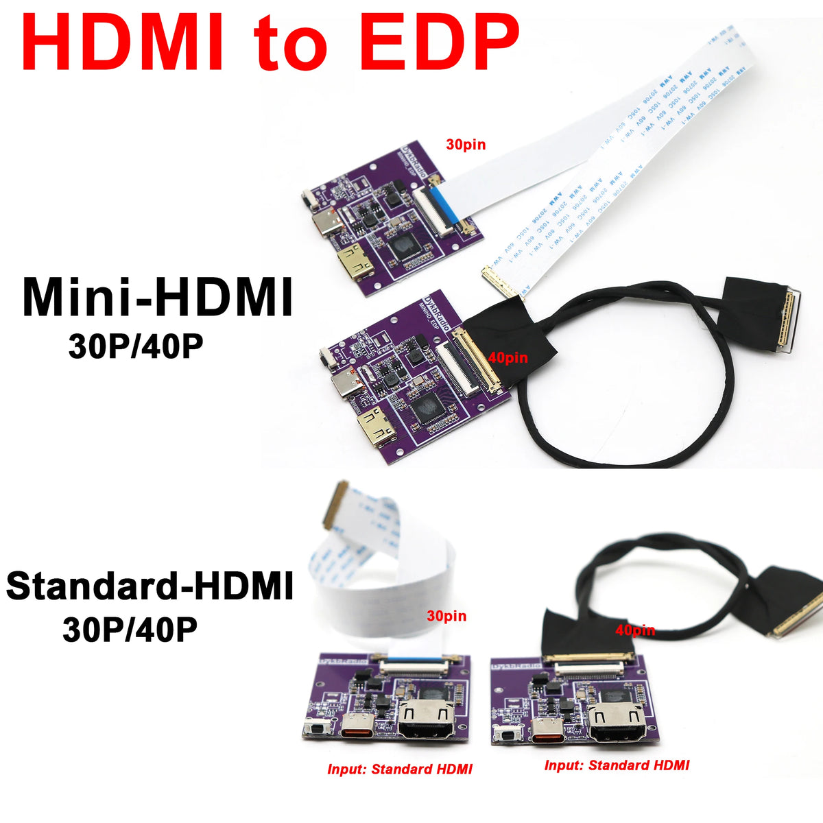 30Pin 40Pin HDMI to EDP Driver Board 2K 4k EDP Signal HD LCD