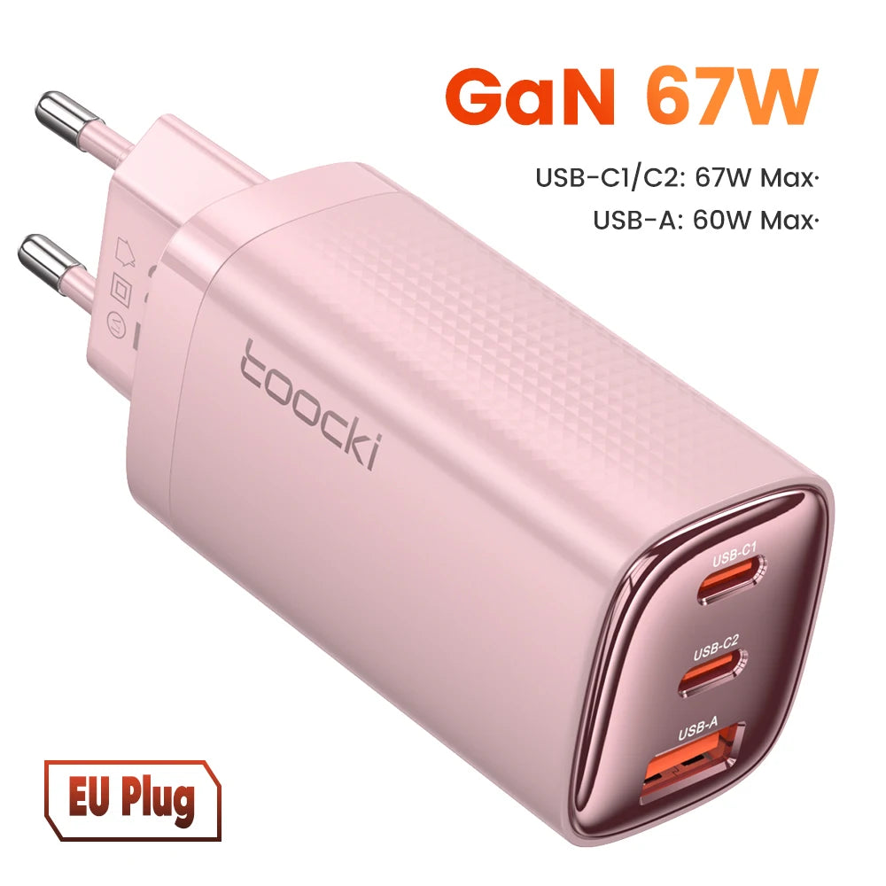 Toocki 67W GaN USB Type C Charger Digital Display 65W 45W PPS PD QC4.0 Quick Charge For Macbook Laptop IPAD Tablet iPhone 15 14